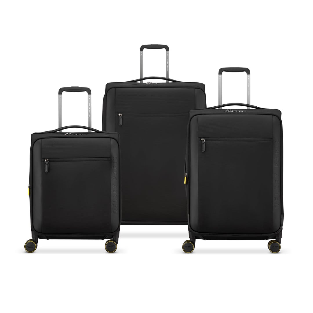 Set de 3 valises Montmartre 3 noir : cabine slim 55 cm, moyenne 66 cm et grande 76 cm