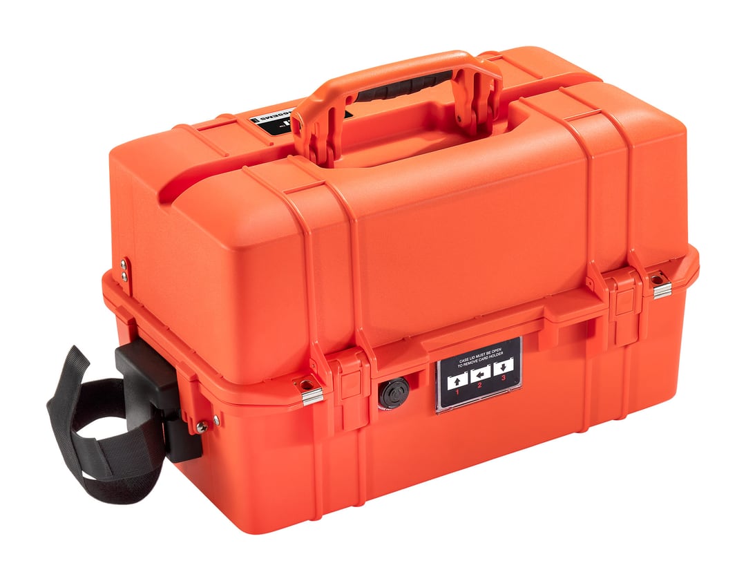 Valise médicale Air 1465EMS orange, fermée, vue de trois quarts